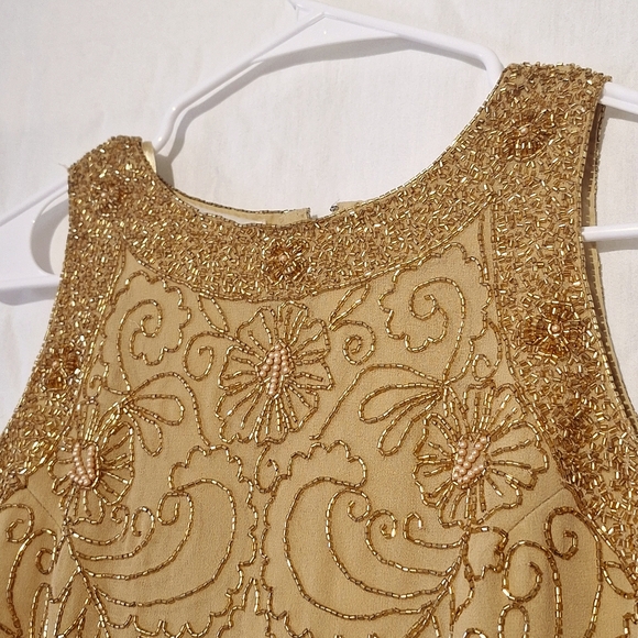Vintage Gold-Beaded Formal Floral Crop Blouse, sz 4, NWT - Picture 2 of 11